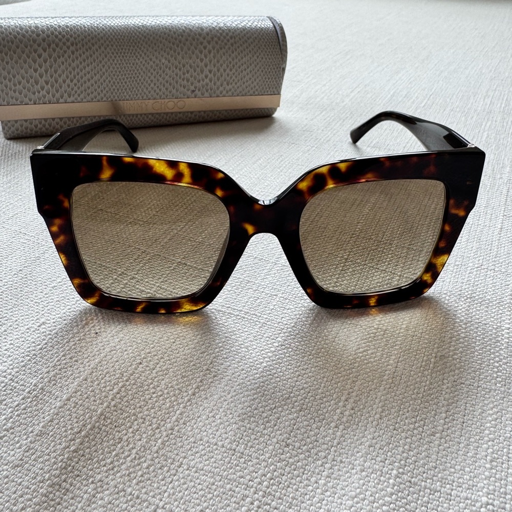 Jimmy Choo Tortoiseshell Oversized Square Sunglasses